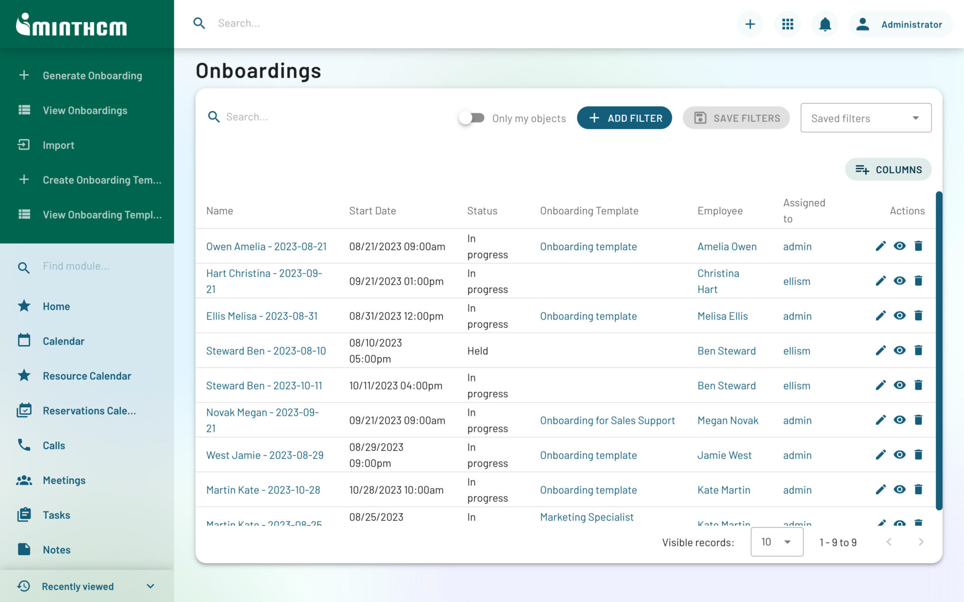MintHCM | Onboarding - Get the predefined checklists, drafts & templates